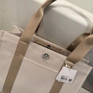 lululemon athletica Cream and Tan Tote Bag